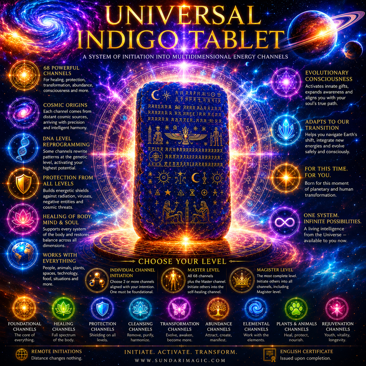 sundarimagic Universal Indigo Tablet: 68 Channels. One System. Infinite Possibility. This is a living intelligence from the Universe — available to you now. - Image 1
